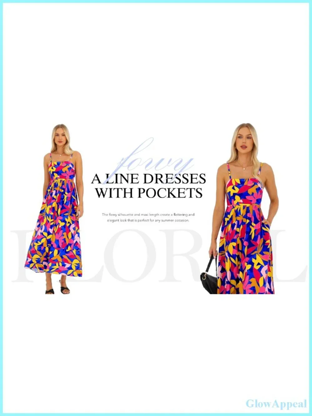 Spaghetti Strap Boho Floral Maxi Dress Viscose Square Neck Smocked Back